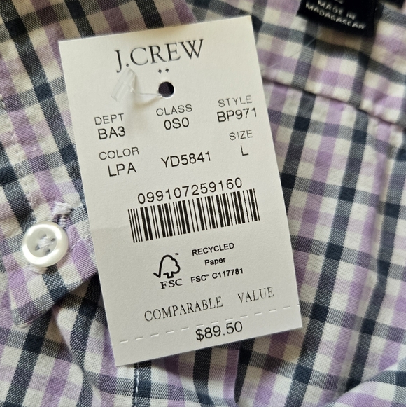 J.crew Mens Checkered Button Up Long Sleeve Shirt Size Large - Picture 7 of 9